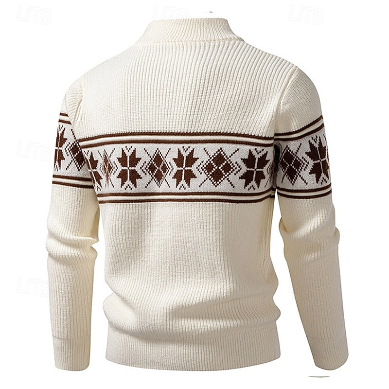 Women's Fair Isle Stand Collar Zip-Up Cardigan