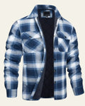 Men's Checked Snap-Front Shirt Jacket - Blue
