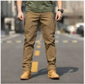 Men's Reinforced Knee Straight-Leg Cargo Pants with Belt - Brown