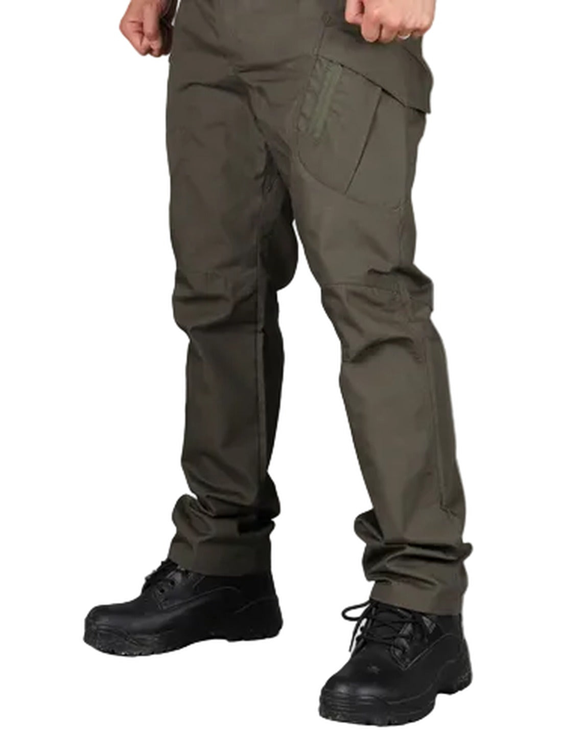 Men's Water-Resistant Zip-Pocket Cargo Pants for Hiking - Olive Green