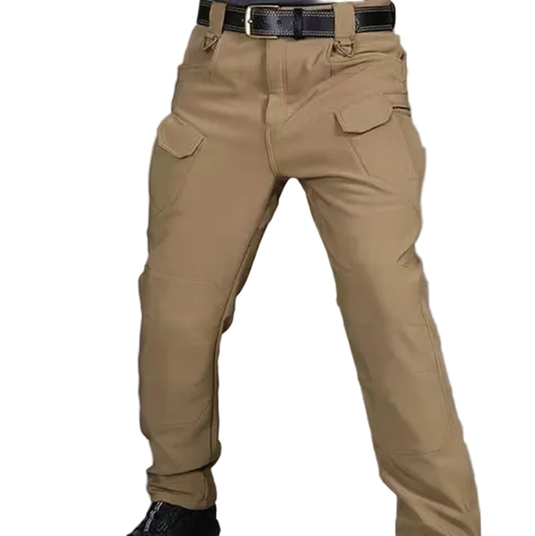 Men's Water-Resistant Zip-Pocket Cargo Pants for Hiking - Brown