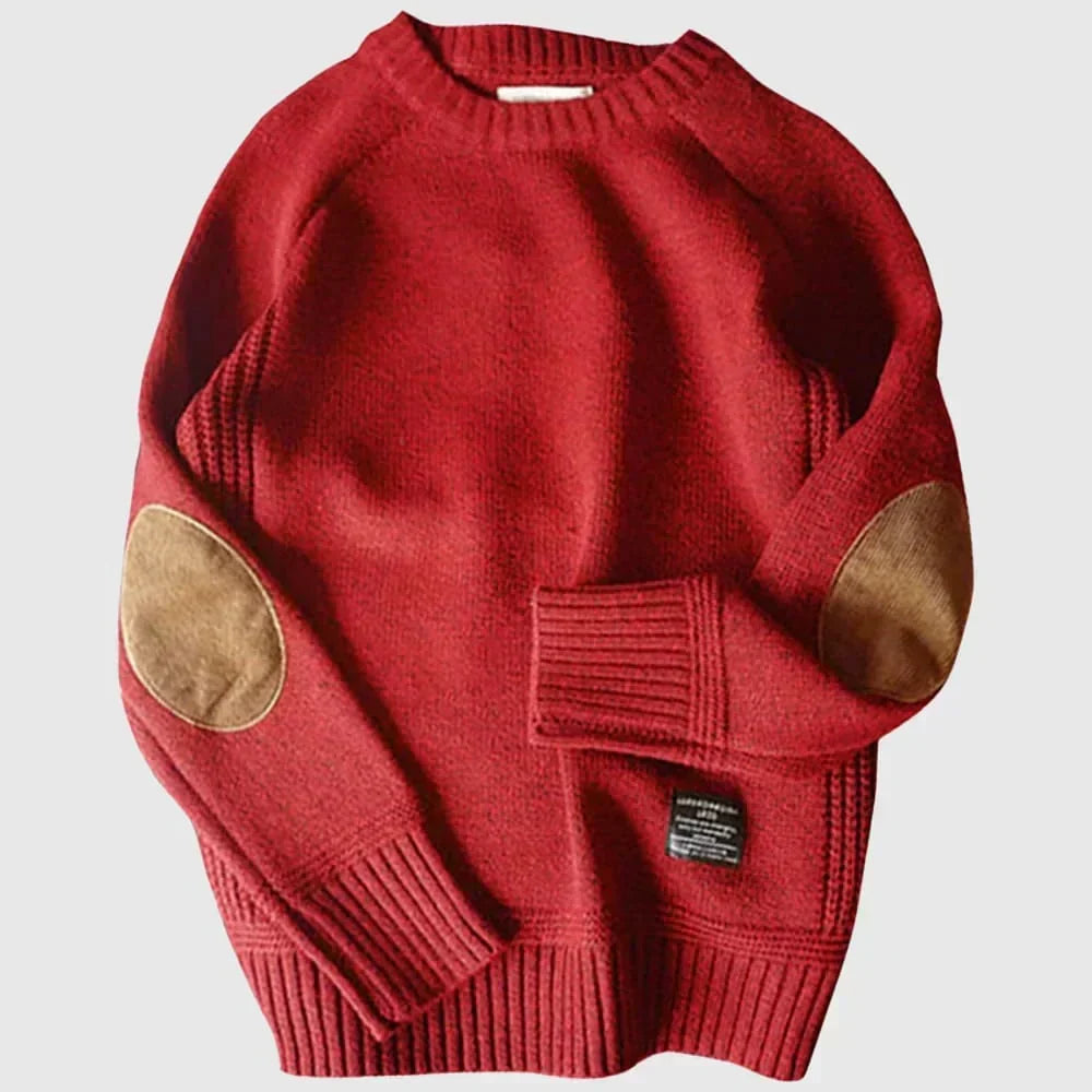 Men's Crew-Neck Jumper with Elbow Patches