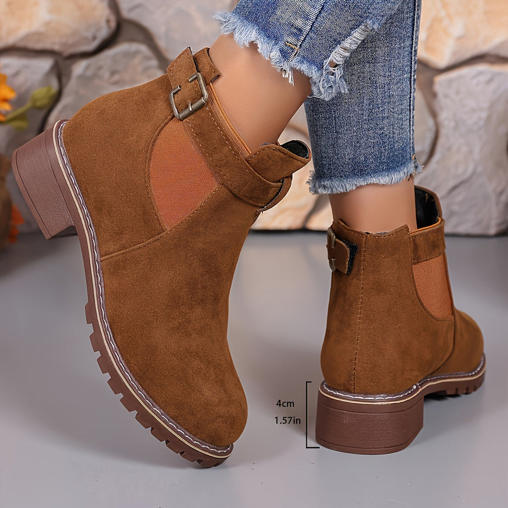 Women's Chelsea Ankle Boots with Buckle Strap
