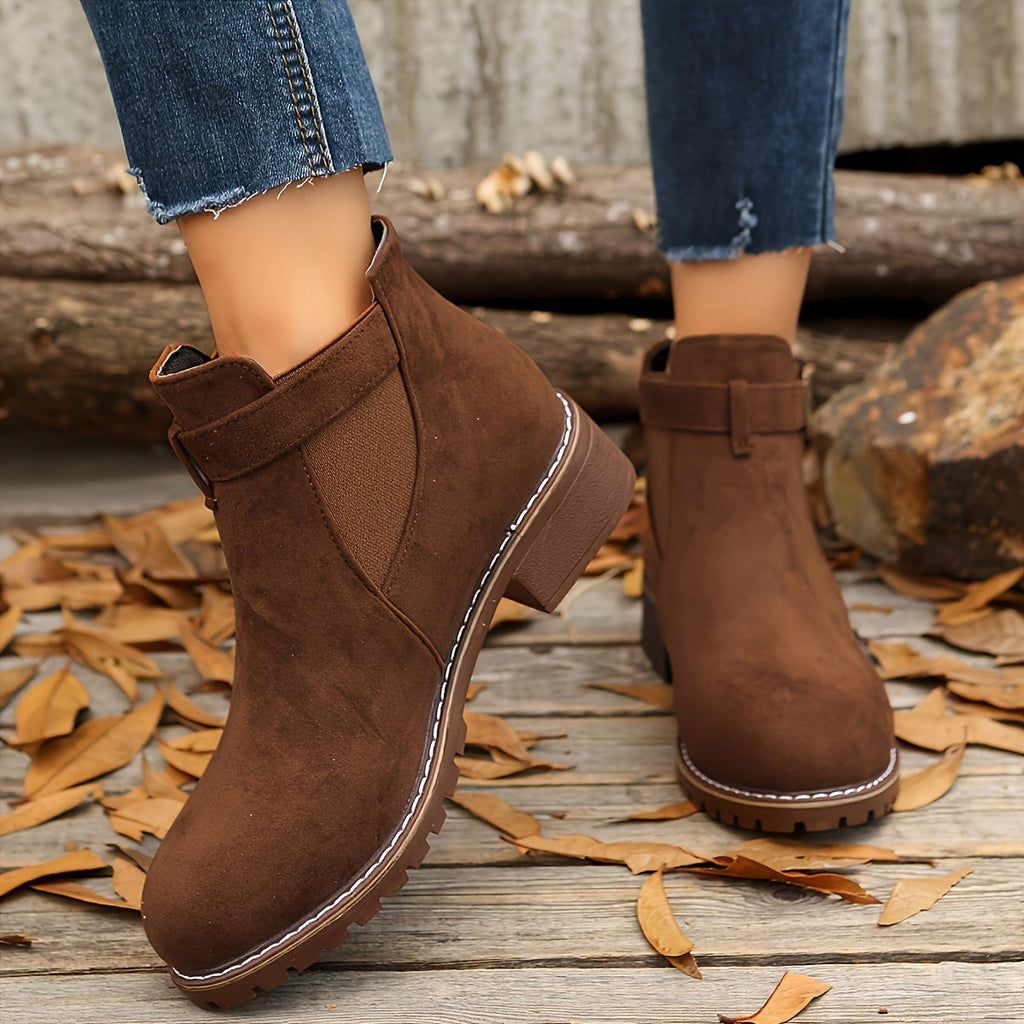 Women's Chelsea Ankle Boots with Buckle Strap