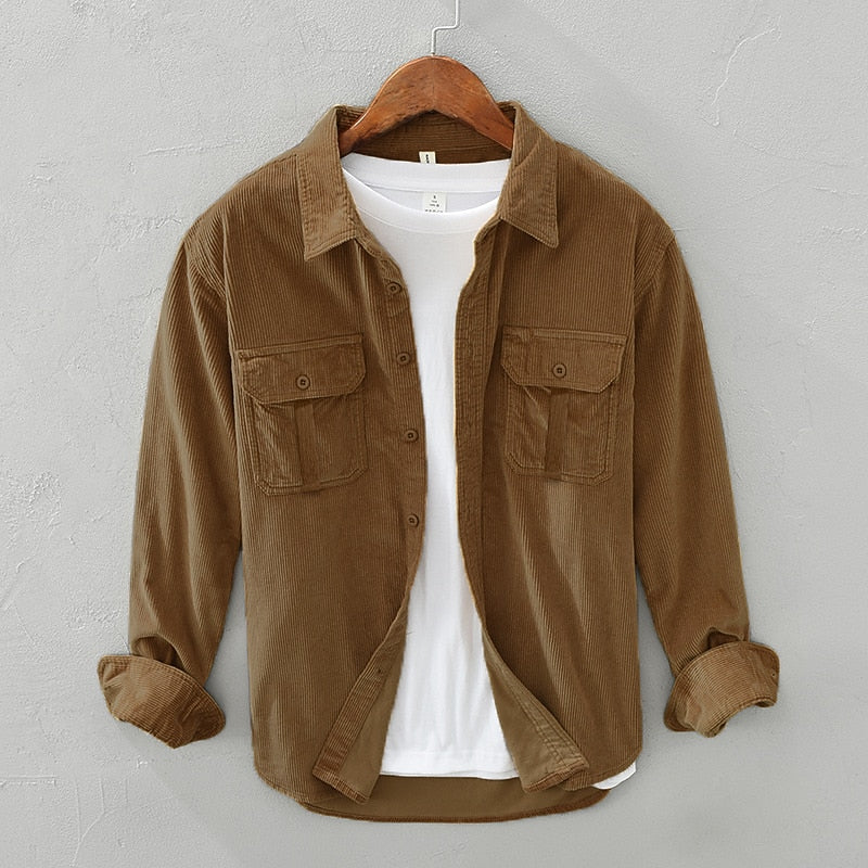 Men's Textured Two-Pocket Button-Up Overshirt