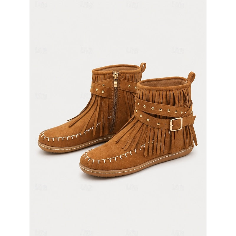 Women's Fringe Moccasin Ankle Boots