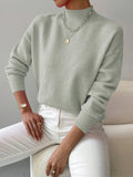 Women's Ribbed Roll Neck Sweater - Light Green