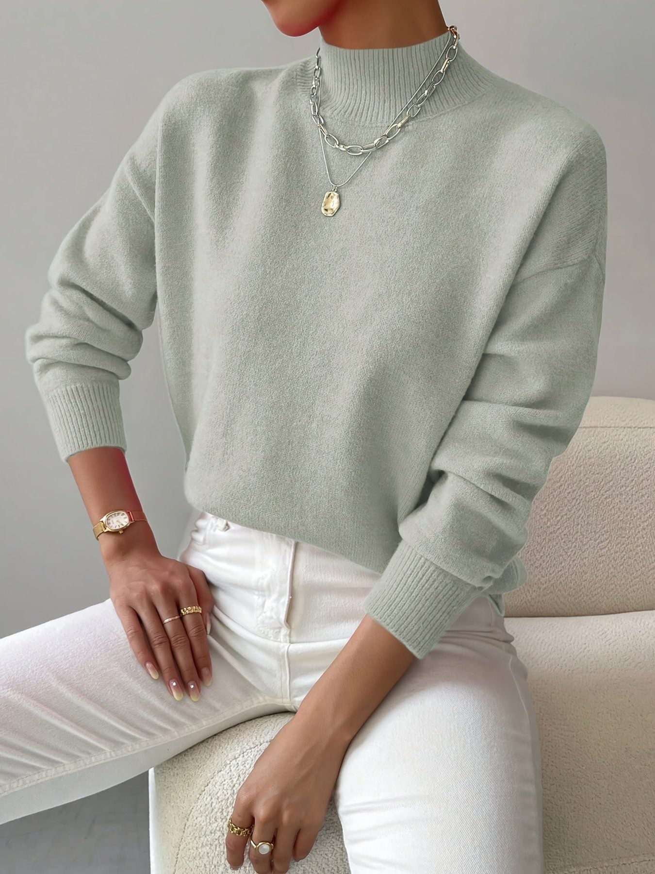 Women's Ribbed Roll Neck Sweater