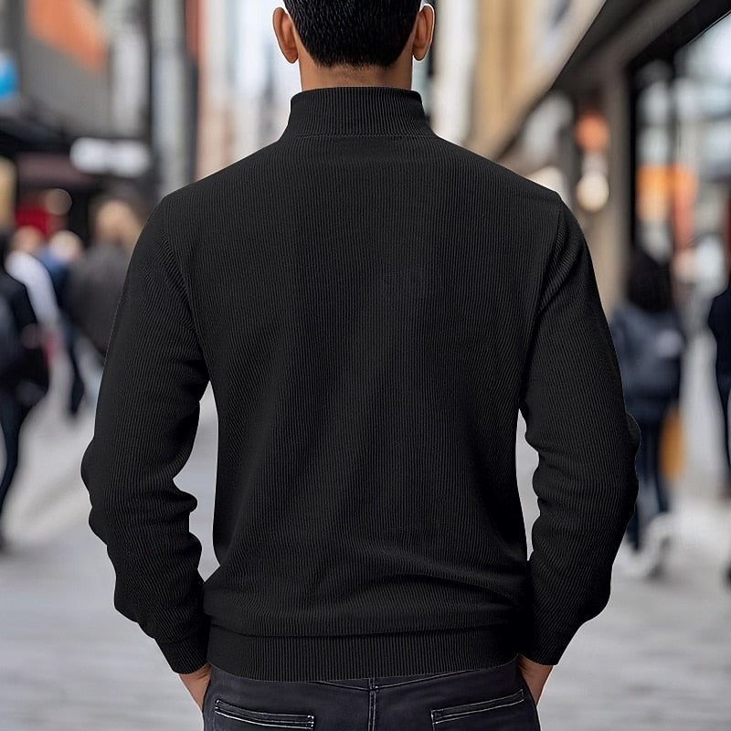 Men's Ribbed Stand Collar Overshirt Jacket
