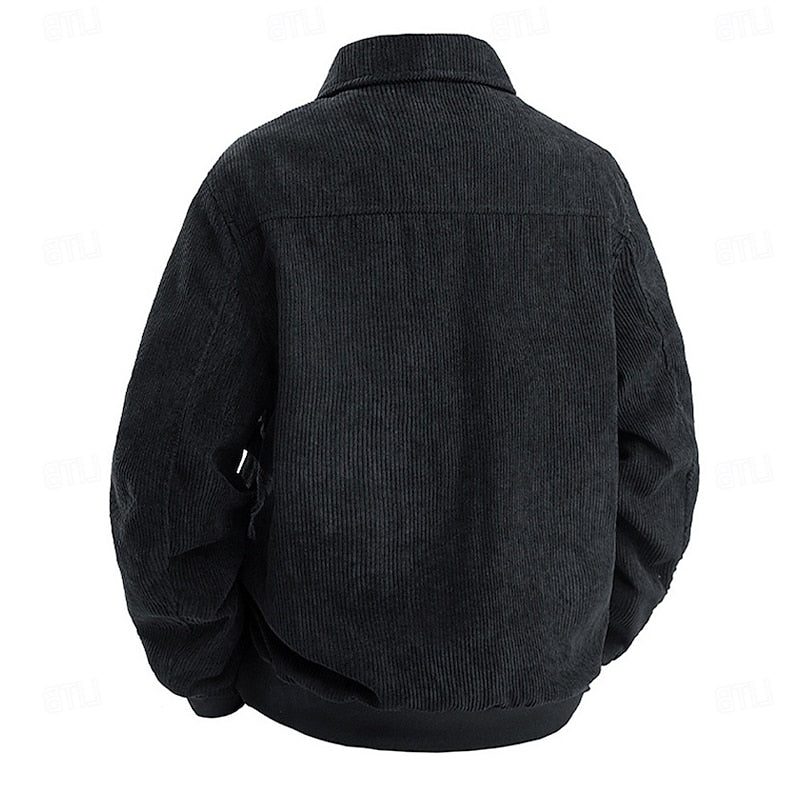 Men's Corduroy Full-Zip Utility Jacket with Flap Pockets