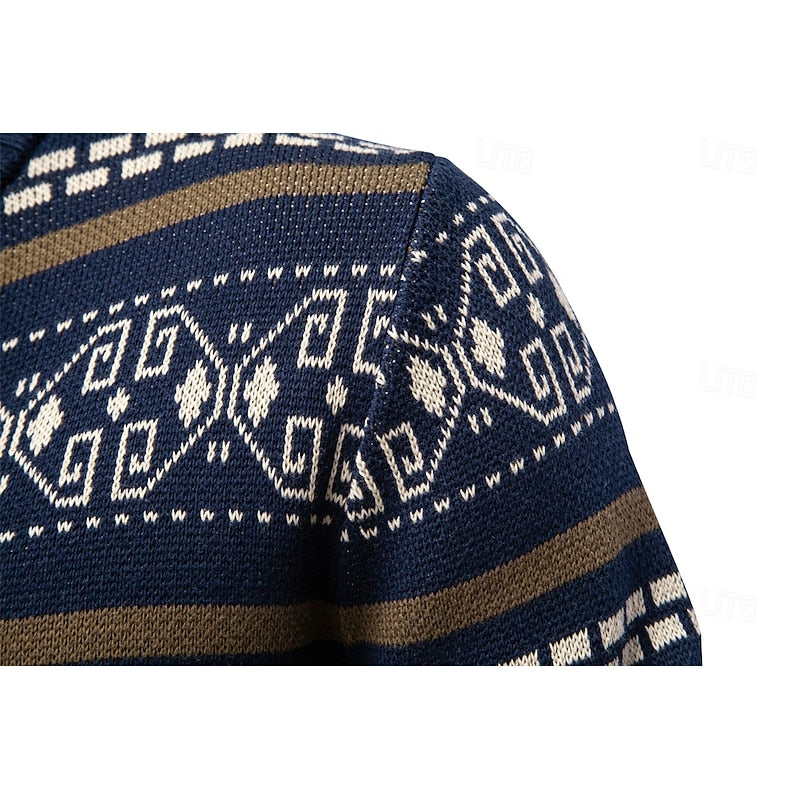 Women's Fair Isle Full-Zip Christmas Cardigan with Stand Collar