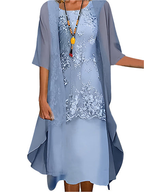 Women's Lace Sheer-Overlay Midi Dress