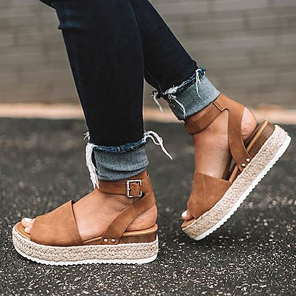 Women's Orthopedic Flatform Ankle-Strap Sandals