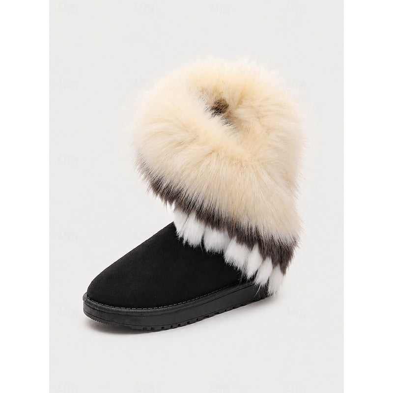 Women's Fluffy-Trim Slip-On Winter Boots