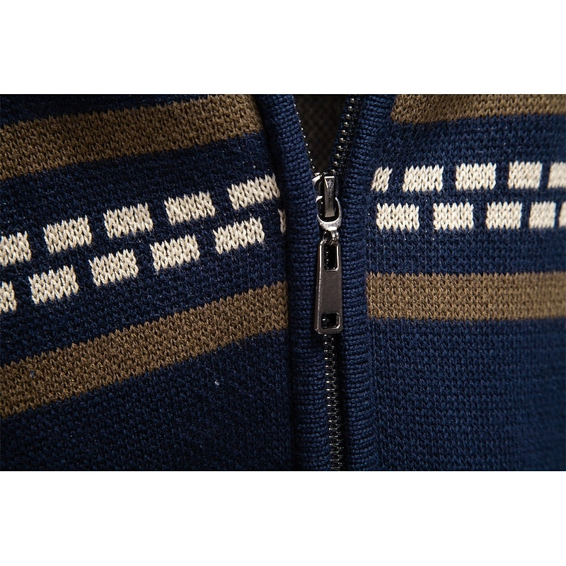 Women's Fair Isle Full-Zip Christmas Cardigan with Stand Collar
