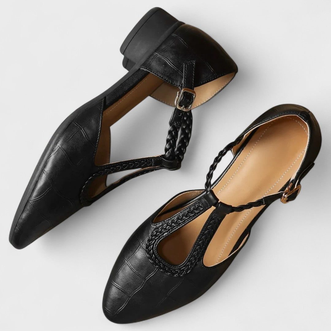 Women's Quilted Leather Mary Jane Loafers with Braided Trim