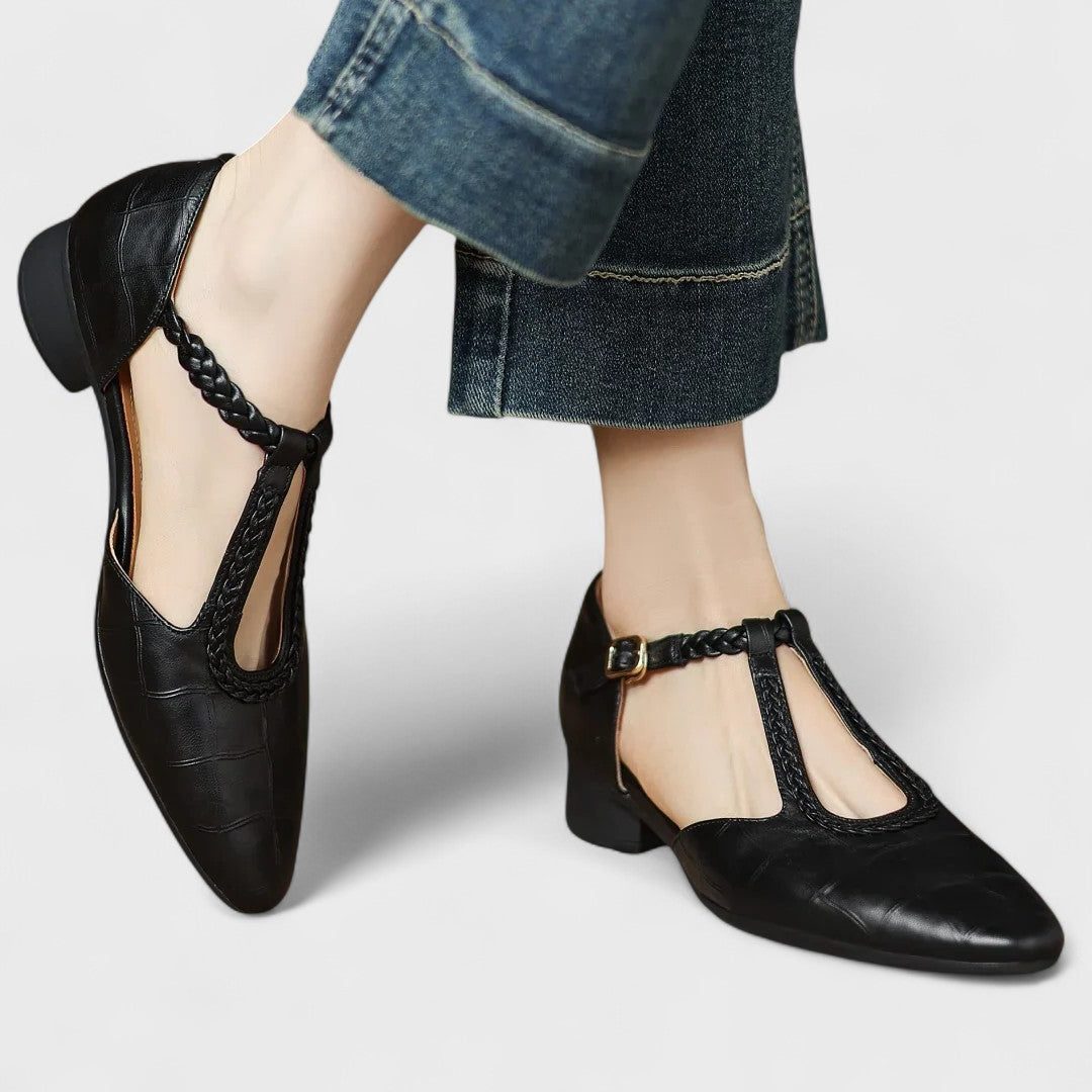 Women's Quilted Leather Mary Jane Loafers with Braided Trim