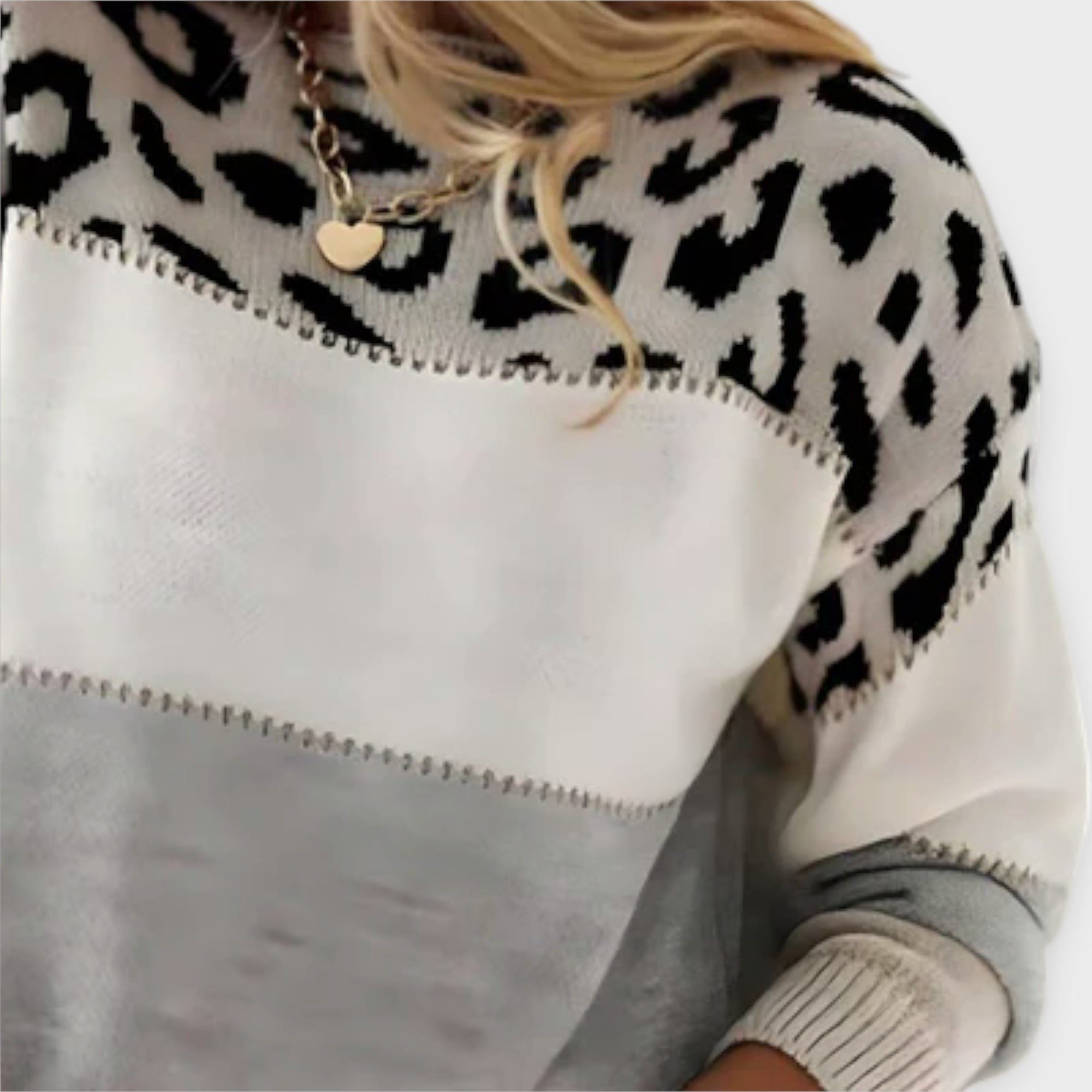 Women's Leopard Print Crew Neck Sweater