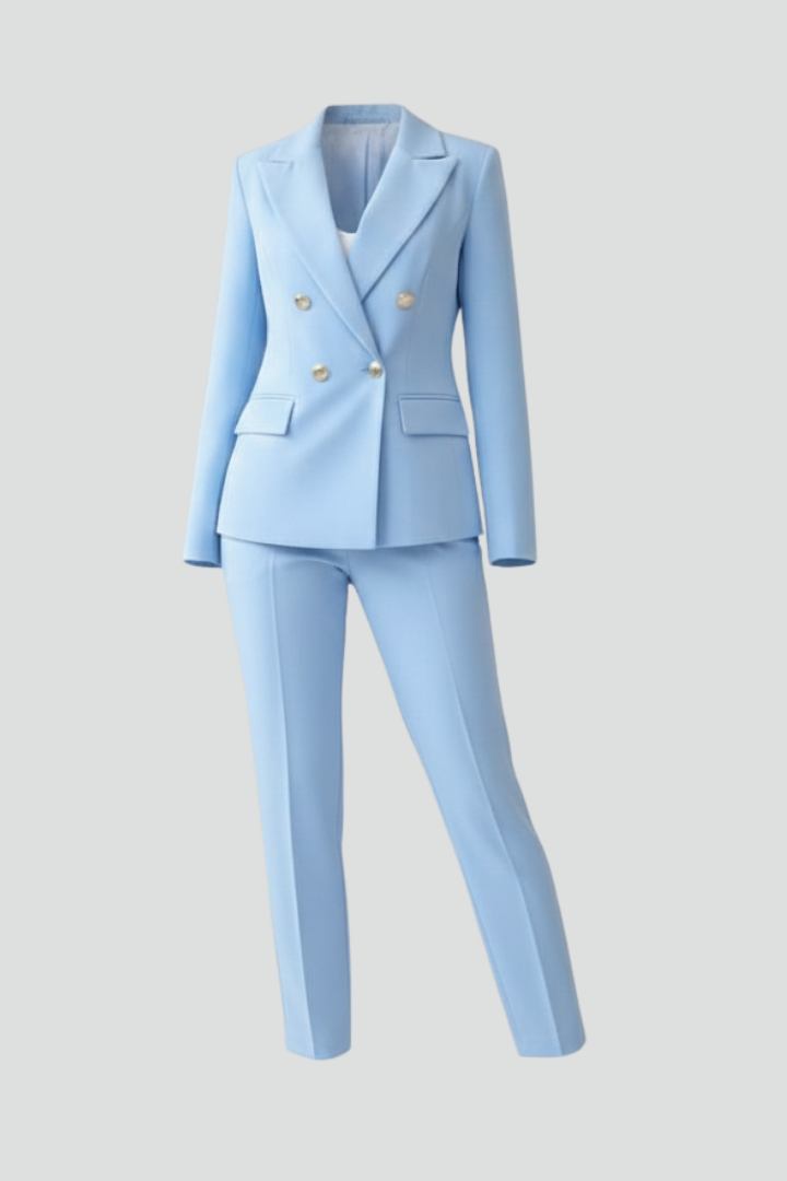 Women’s Double-Breasted Gold Button Suit Set