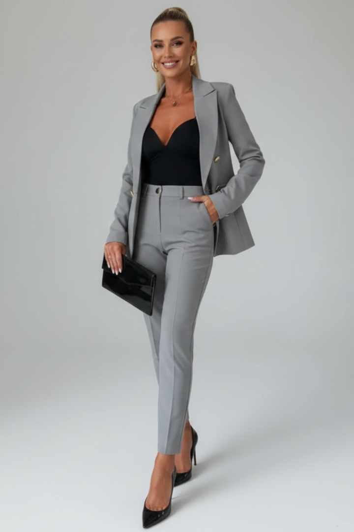Women’s Double-Breasted Gold Button Suit Set