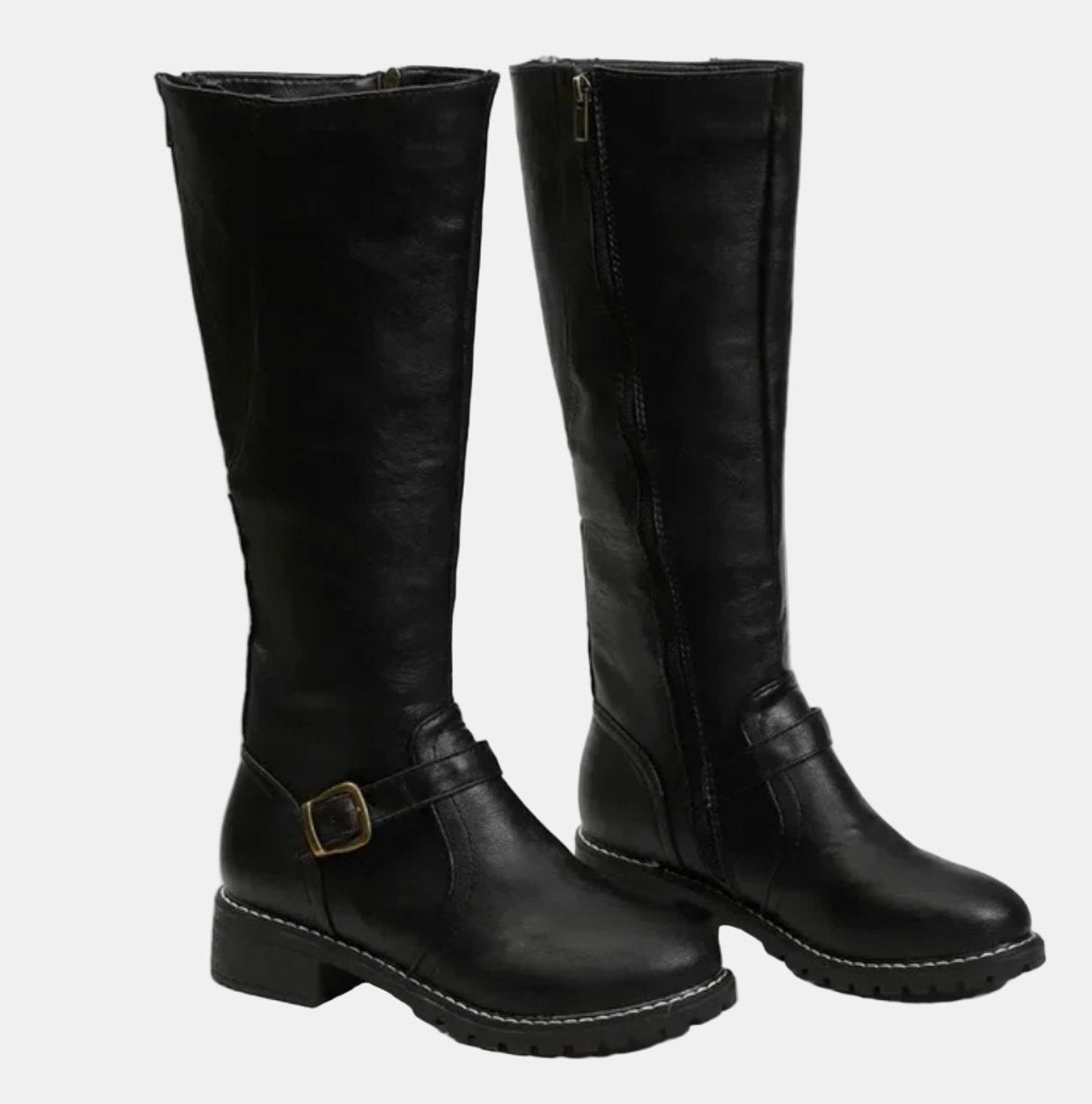 Women's Knee High Riding Boots with Buckle Strap