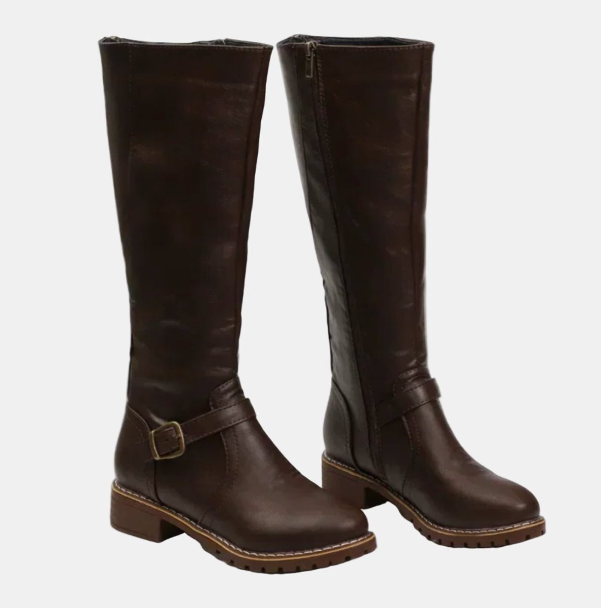 Women's Knee High Riding Boots with Buckle Strap