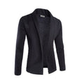 Men's Relaxed Open-Front Cardigan with Broad Shawl Collar - Black