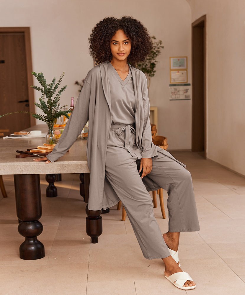 Women's Three Piece Lounge Set with Longline Robe