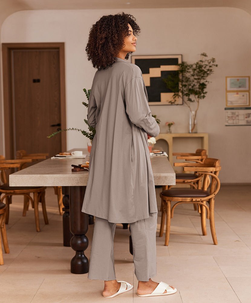 Women's Three Piece Lounge Set with Longline Robe