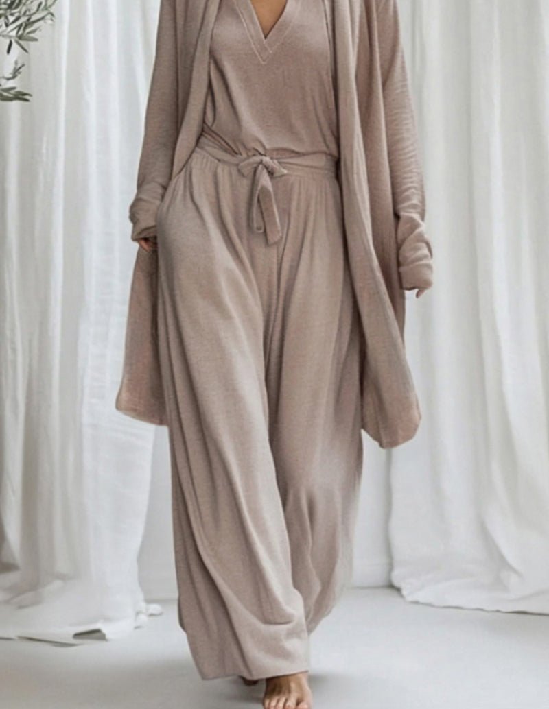Women's Three Piece Lounge Set with Longline Robe