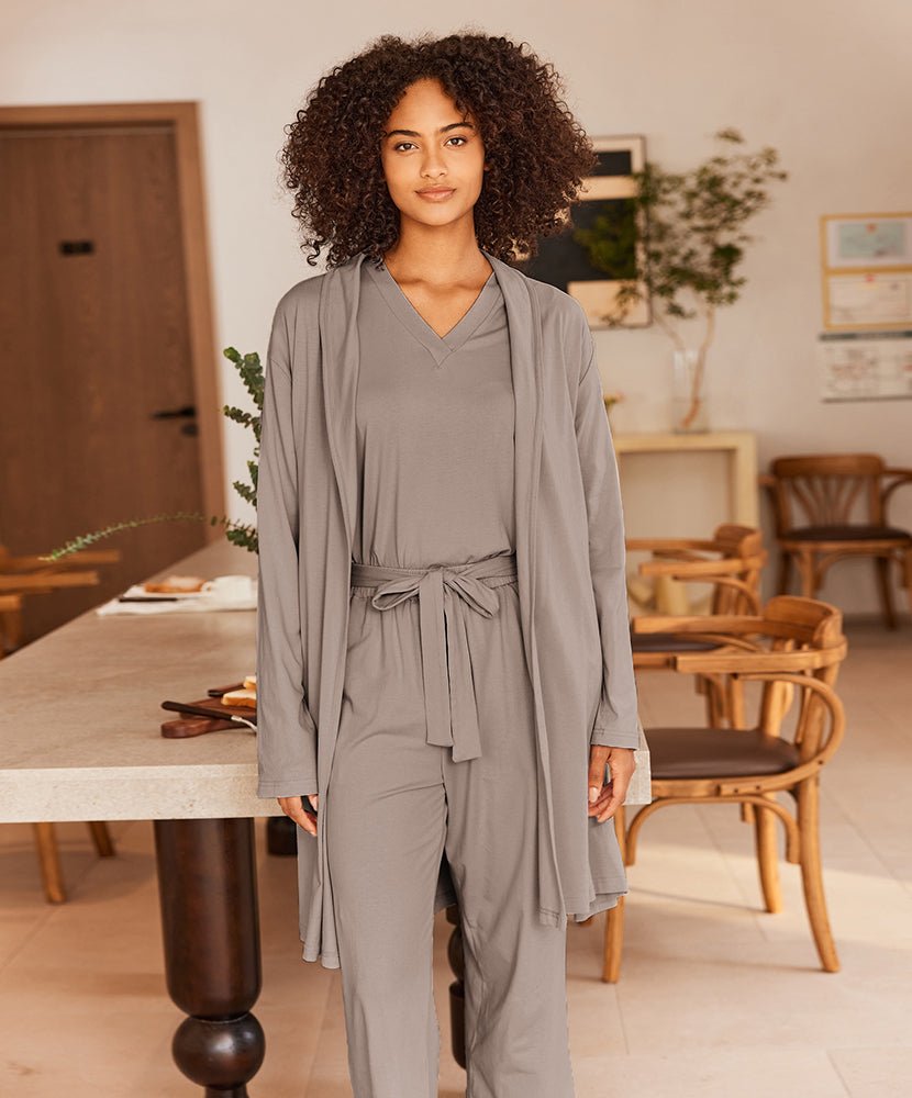 Women's Three Piece Lounge Set with Longline Robe