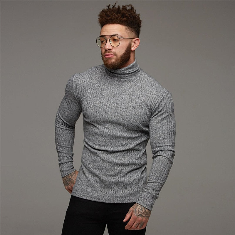 Men's Lightweight Ribbed Turtleneck Sweater