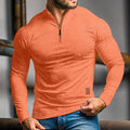 Men's Quarter-Zip Long Sleeve Stand Collar Polo - Orange