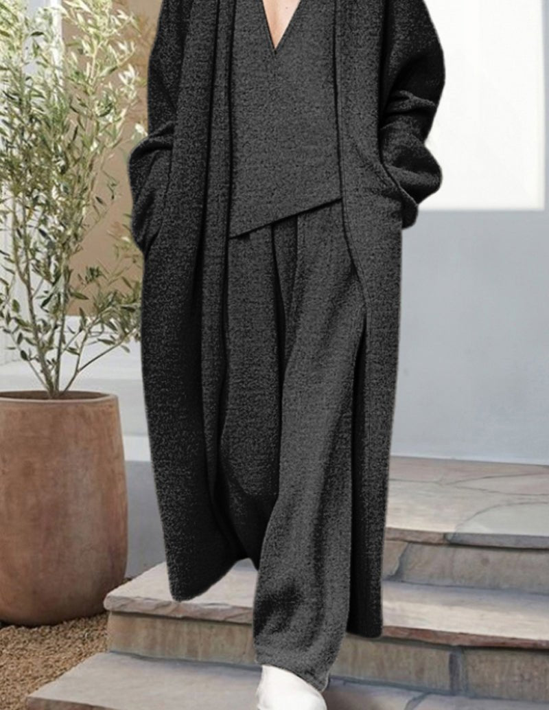Women's Three Piece Lounge Set with Longline Cardigan