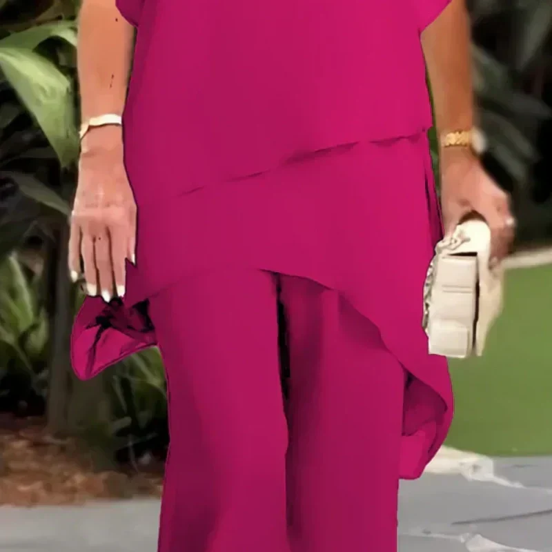 Women's Draped Palazzo Pants and Top Two-Piece Set