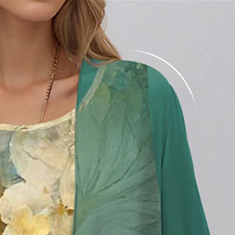 Women's Floral Midi Dress with Cardigan
