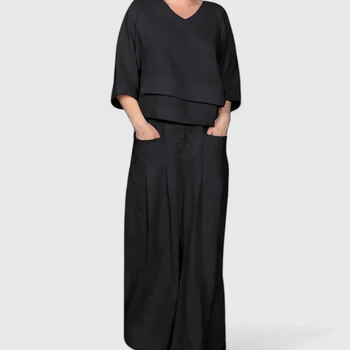 Women's Comfortable Two-Piece Co-Ord Set - Black