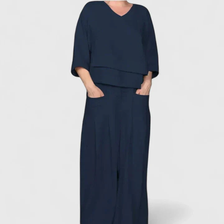 Women's Comfortable Two-Piece Co-Ord Set - Dark Blue
