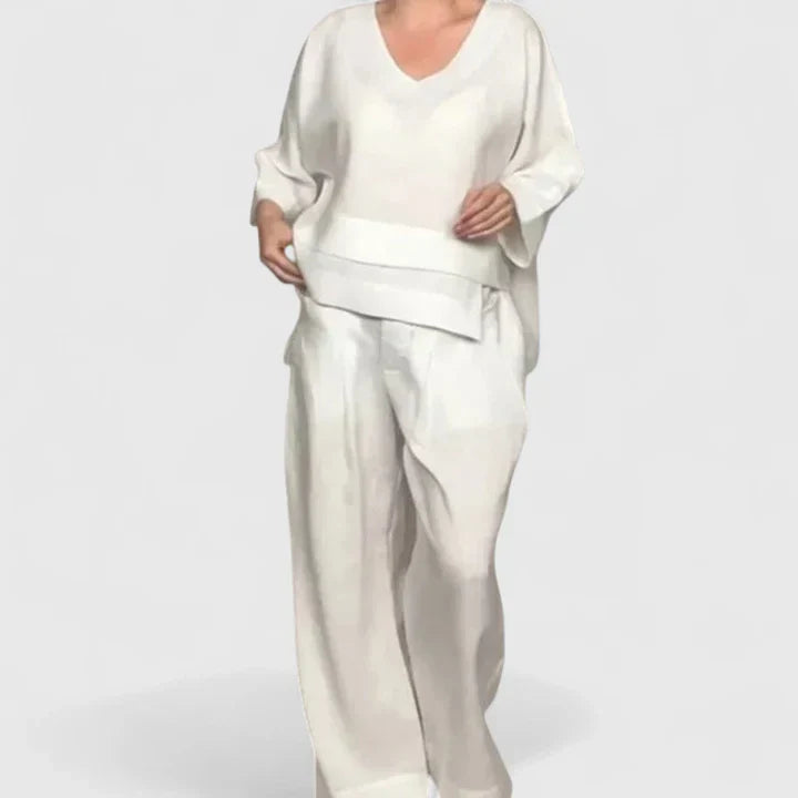 Women's Comfortable Two-Piece Co-Ord Set - White