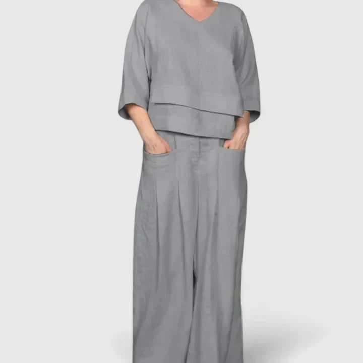 Women's Comfortable Two-Piece Co-Ord Set - Gray