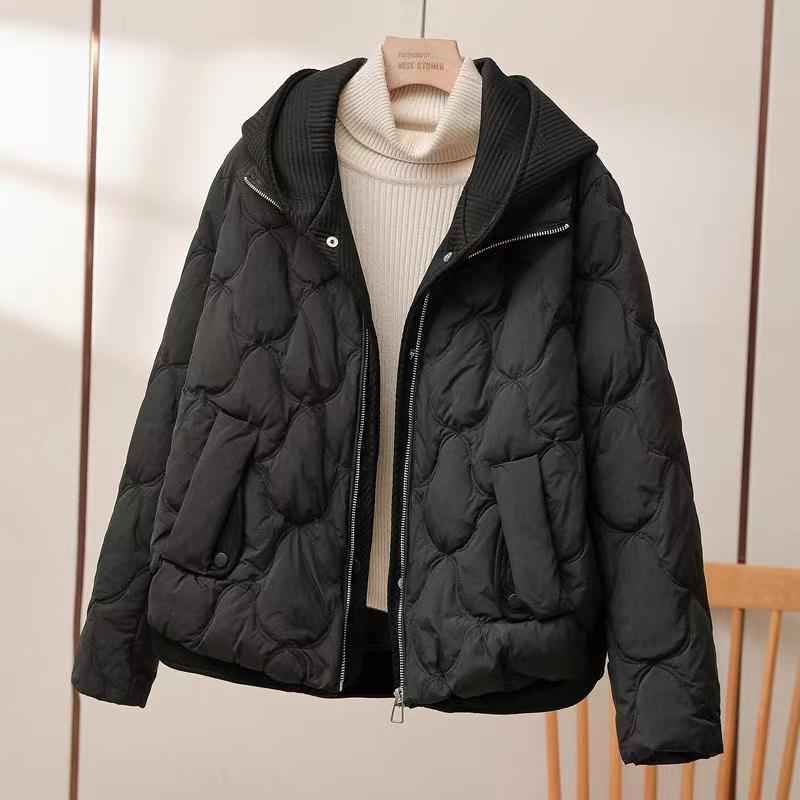 Women's Lightweight Hooded Quilted Jacket - Black