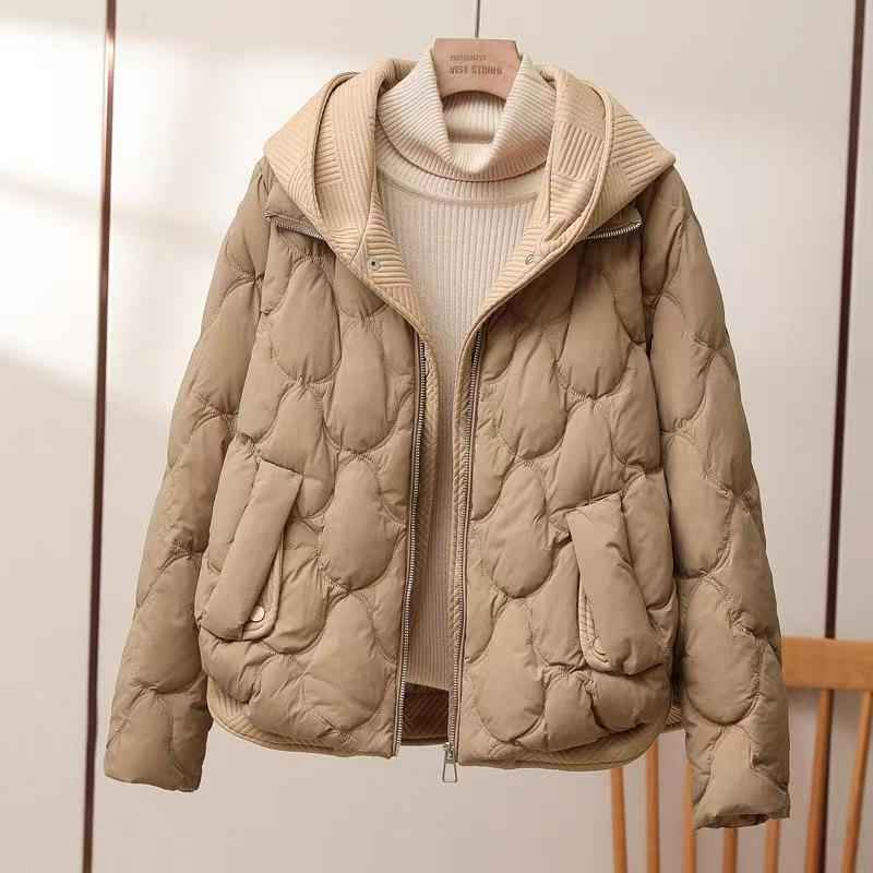 Women's Lightweight Hooded Quilted Jacket - Khaki