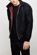 Men's Tartan-Lined Harrington Zip-Up Jacket - Navy Blue