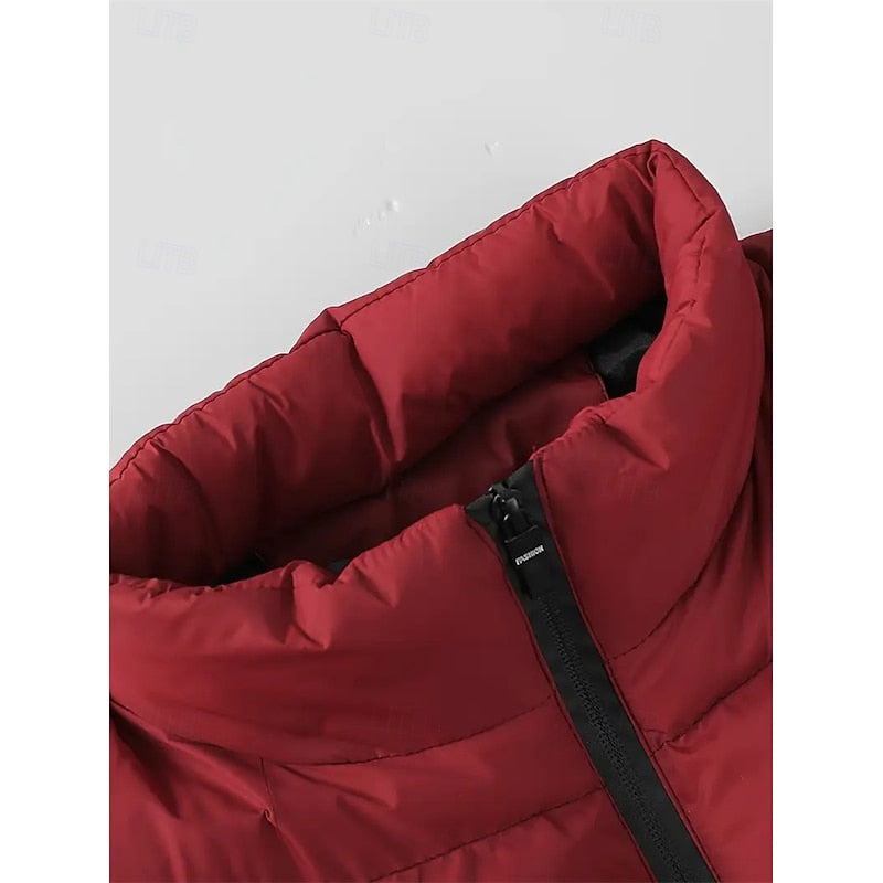 Men's Quilted Puffer Vest with Stand Collar - Blue