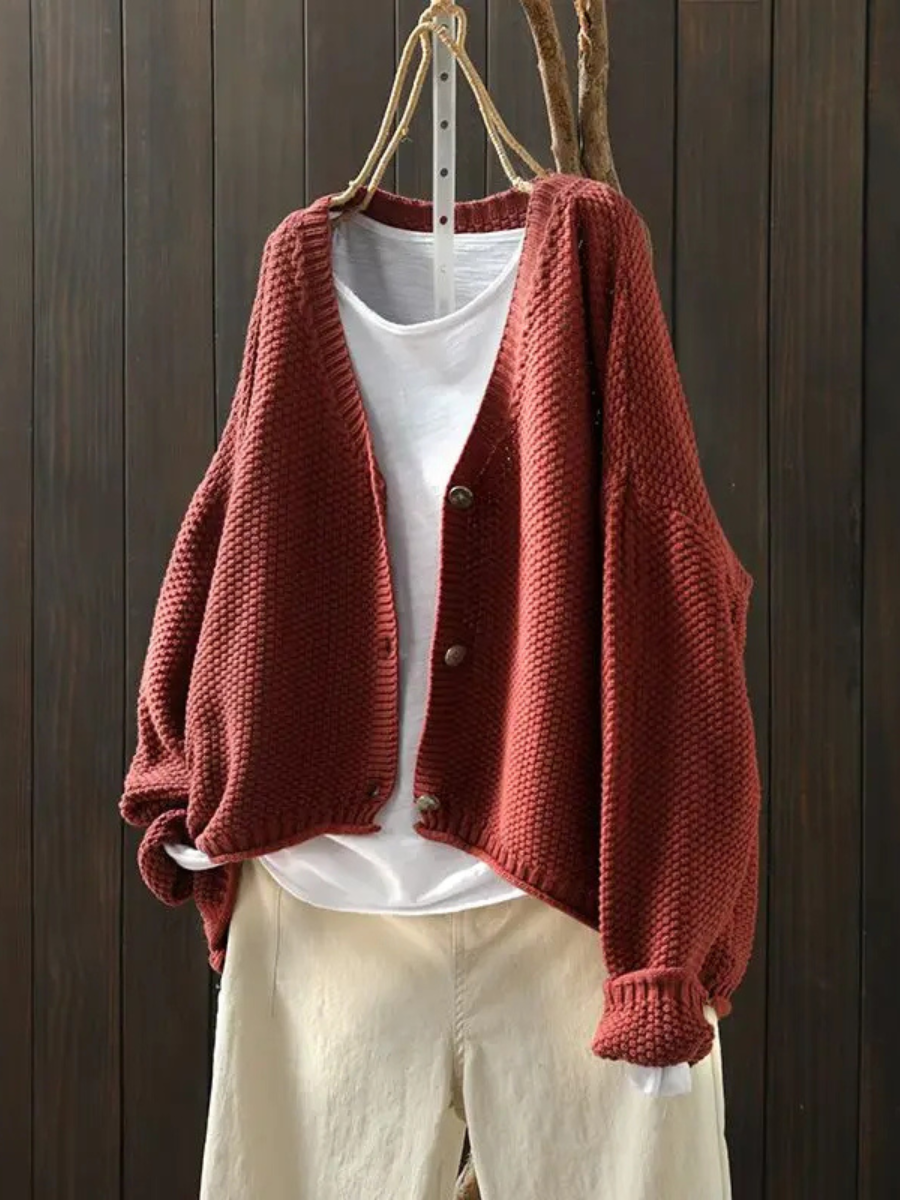 Women's Oversized Chunky Knit V-Neck Cardigan