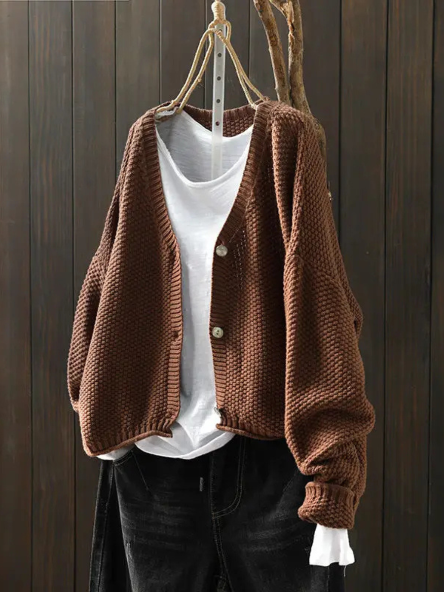 Women's Oversized Chunky Knit V-Neck Cardigan