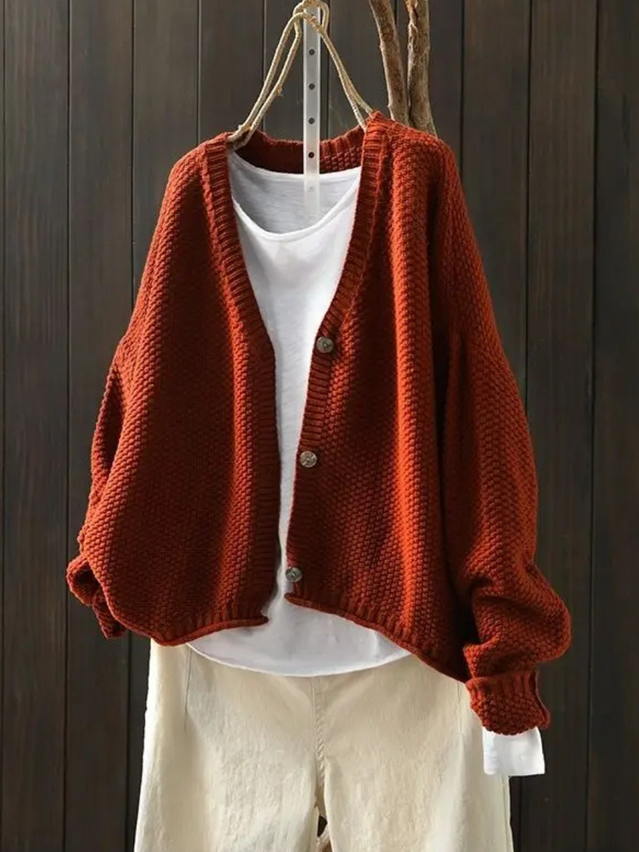 Women's Oversized Chunky Knit V-Neck Cardigan
