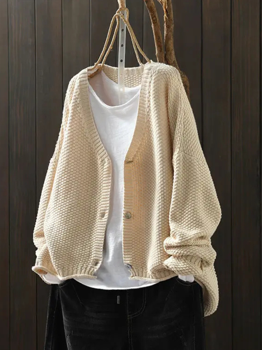 Women's Oversized Chunky Knit V-Neck Cardigan