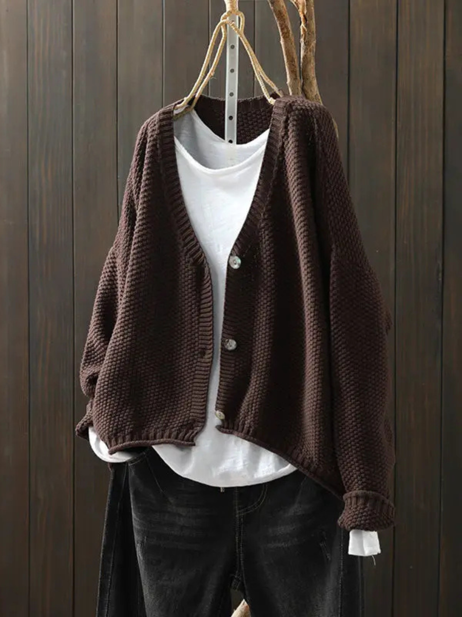 Women's Oversized Chunky Knit V-Neck Cardigan