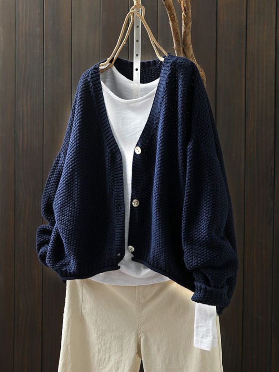 Women's Oversized Chunky Knit V-Neck Cardigan